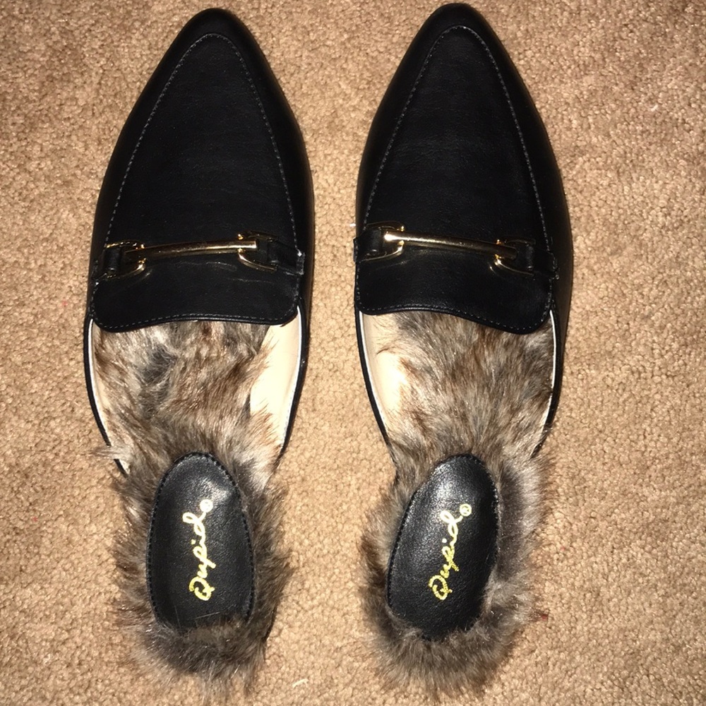 Faux fur mules